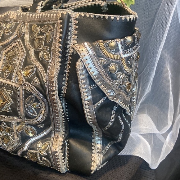 Buba London Swarovski Crystal Black Leather Travel Bag Rare 💕💕 - Picture 10 of 15